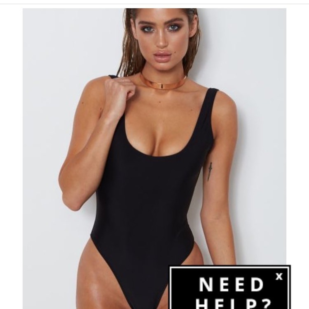 high cut black one piece